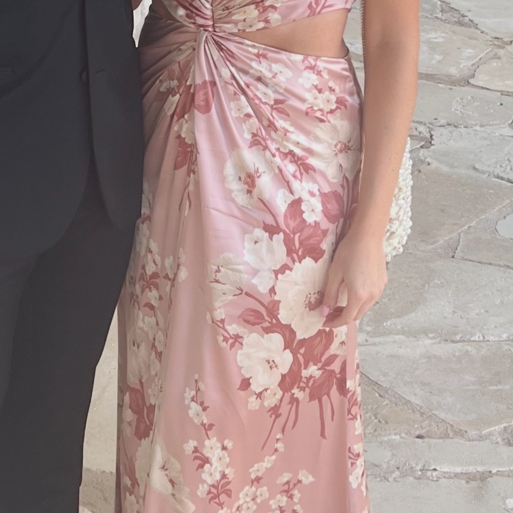 Reformation Pink Floral Maxi Dress Nerida Silk Dress - Picture 4 of 4